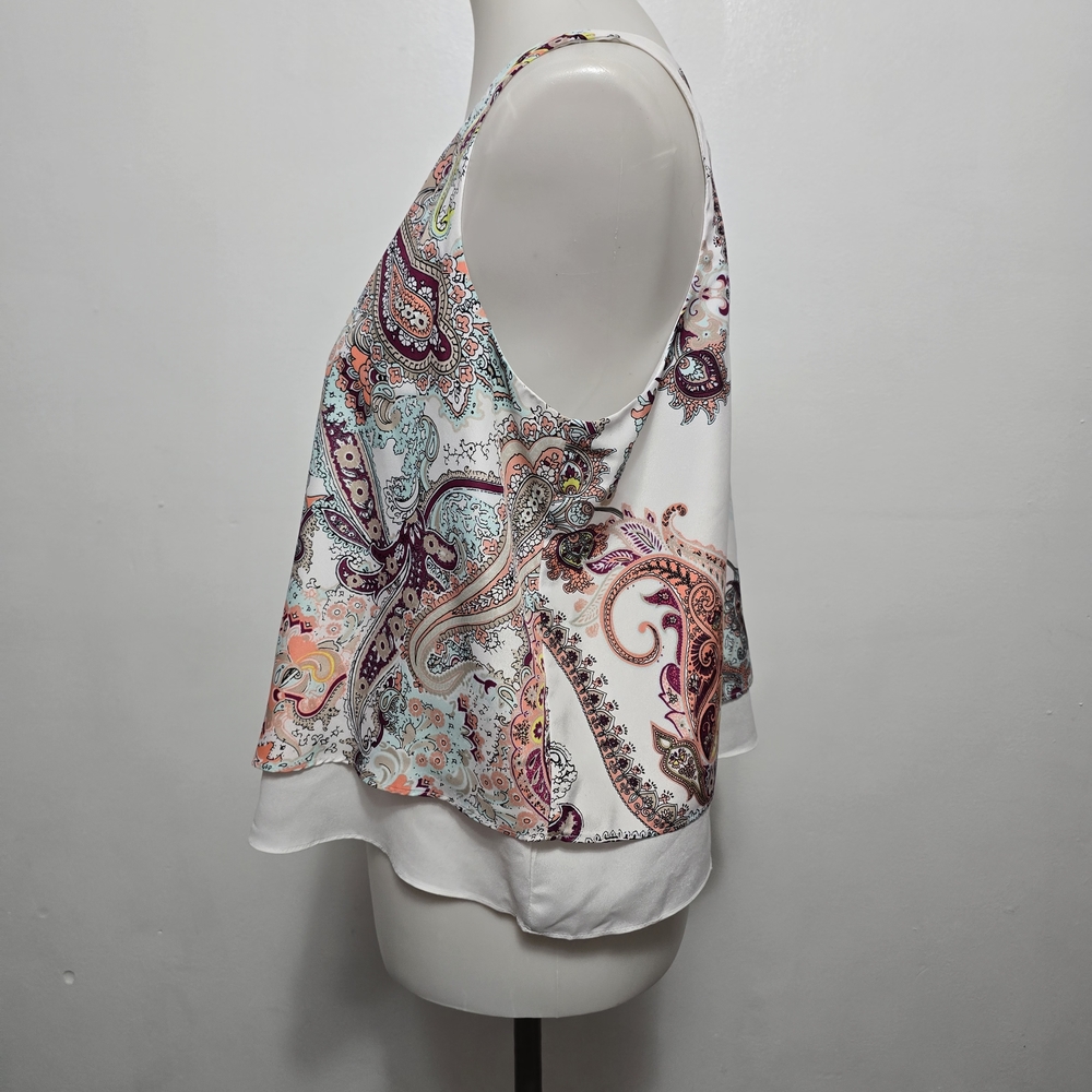 Bisou Bisou Sleeveless Paisley Blouse Medium – Boho Chic Layered Tank Top - Picture 3 of 8
